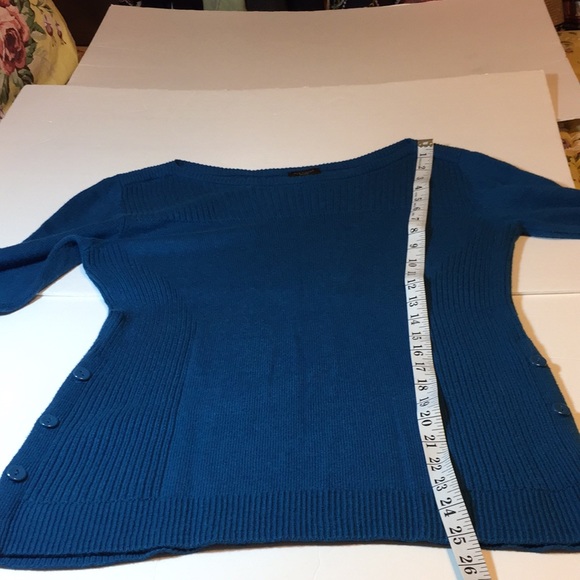 Ann Taylor Factory Blue Cotton Blend Ribbed Sweater Size Large - Picture 11 of 12